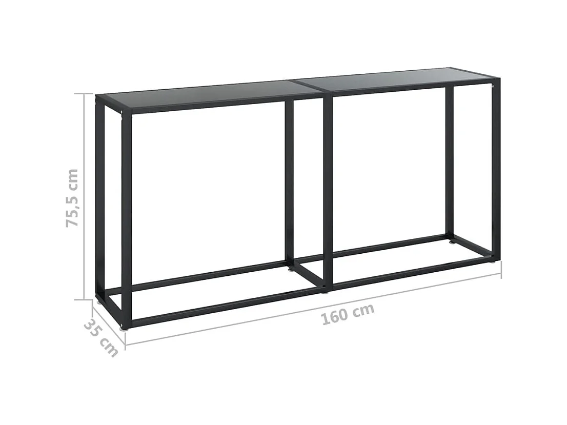 Table console Noir 160x35x75,5 cm Verre trempé