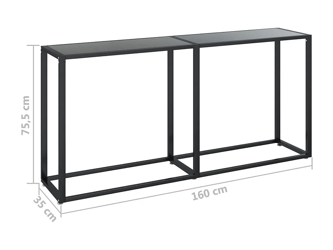 Table console Noir 160x35x75,5 cm Verre trempé