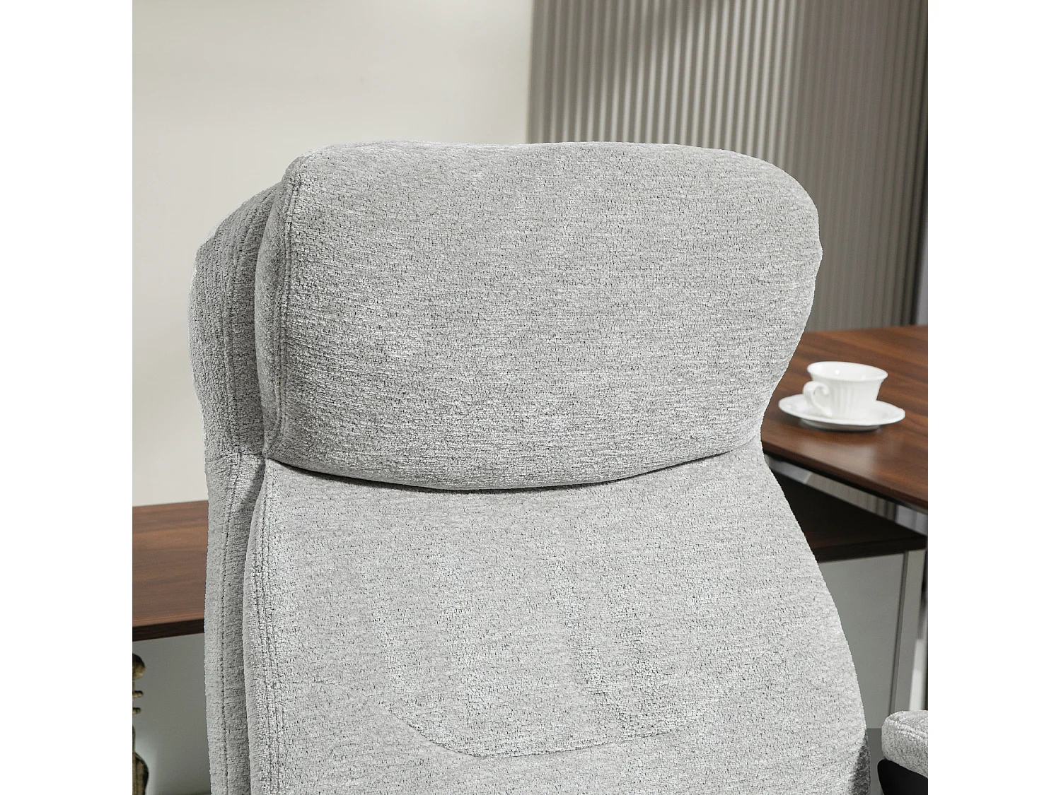 Fauteuil de bureau ergonomique avec fonction bascule, polyester, gris clair (66x77x106.5-115.5cm)
