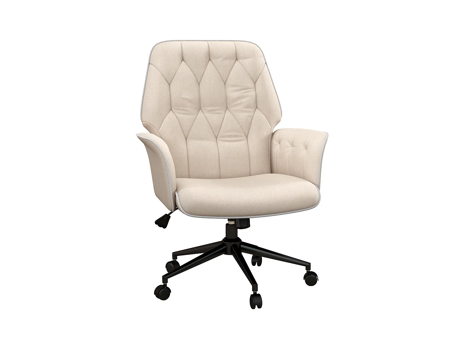 Chaise de bureau avec fonction bascule, réglable en hauteur, tissu, beige (66x69x89.5-97 cm)