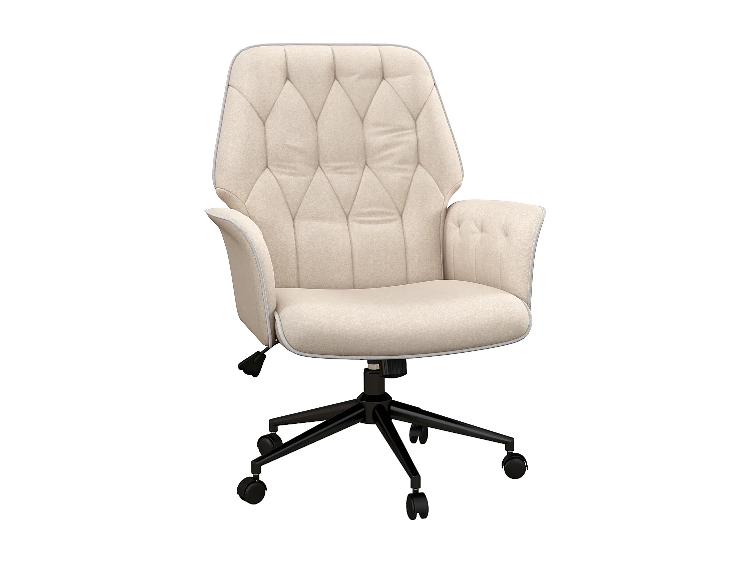 Chaise de bureau avec fonction bascule, réglable en hauteur, tissu, beige (66x69x89.5-97 cm)