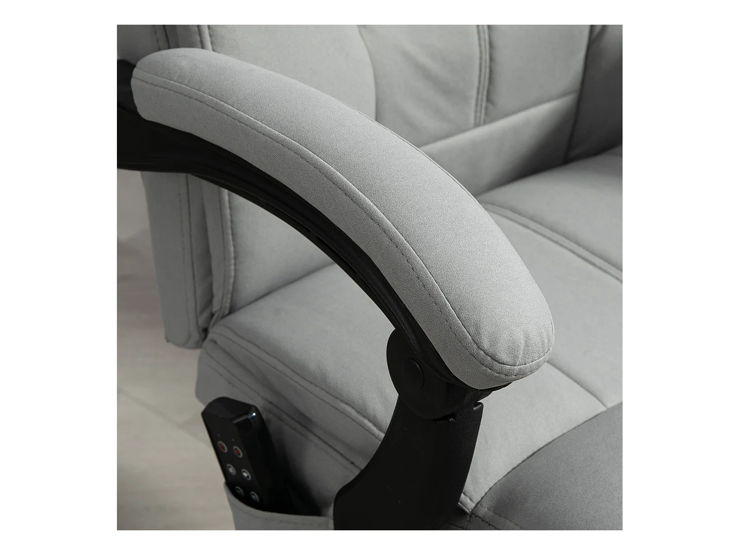 Fauteuil de bureau avec fonction massage, fonction inclinable, hauteur réglable, tissu en polyester, gris clair (65x74x119 cm)