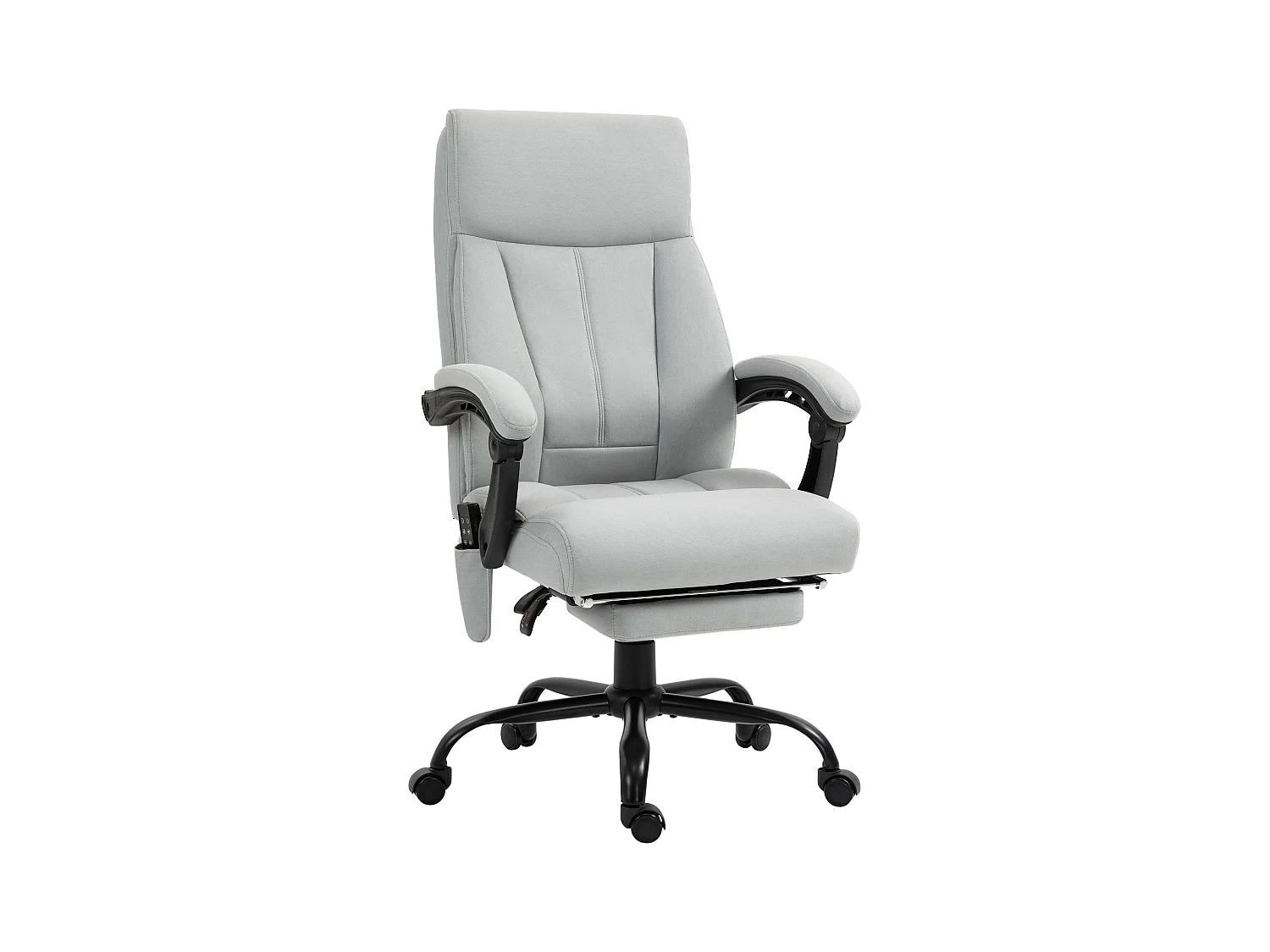 Sedia da ufficio con funzione massaggio, reclinabile, altezza regolabile, tessuto in poliestere, grigio chiaro (65x74x119 cm)