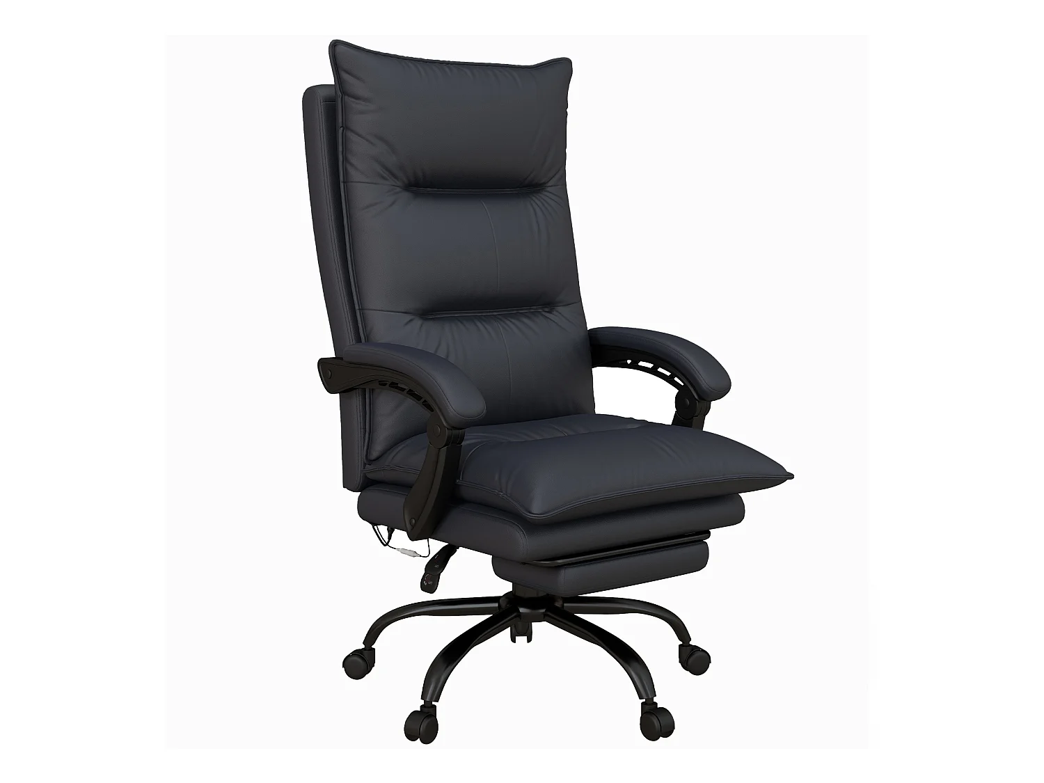 Chaise de bureau avec fonction de massage, réglable en hauteur, avec repose-pieds, en polyester, gris foncé (66x74x114-121.5 cm)