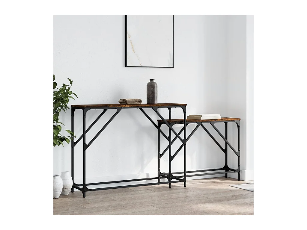 Tables console gigognes 2 pcs chêne fumé bois d'ingénierie