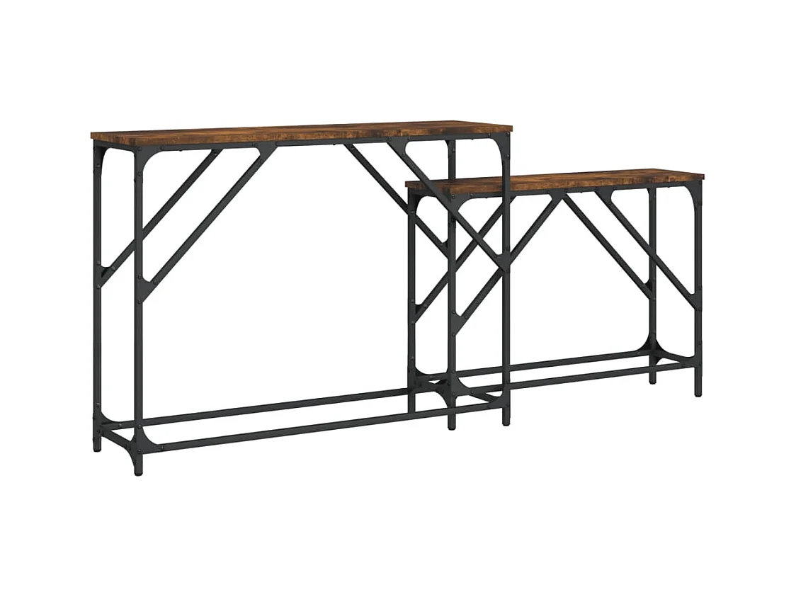 Tables console gigognes 2 pcs chêne fumé bois d'ingénierie