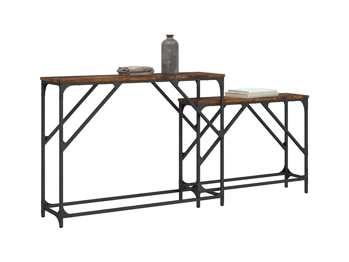 Tables console gigognes 2 pcs chêne fumé bois d'ingénierie