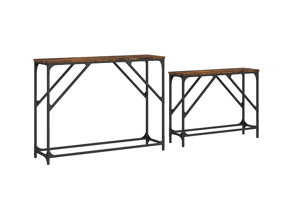 Tables console gigognes 2 pcs chêne fumé bois d'ingénierie