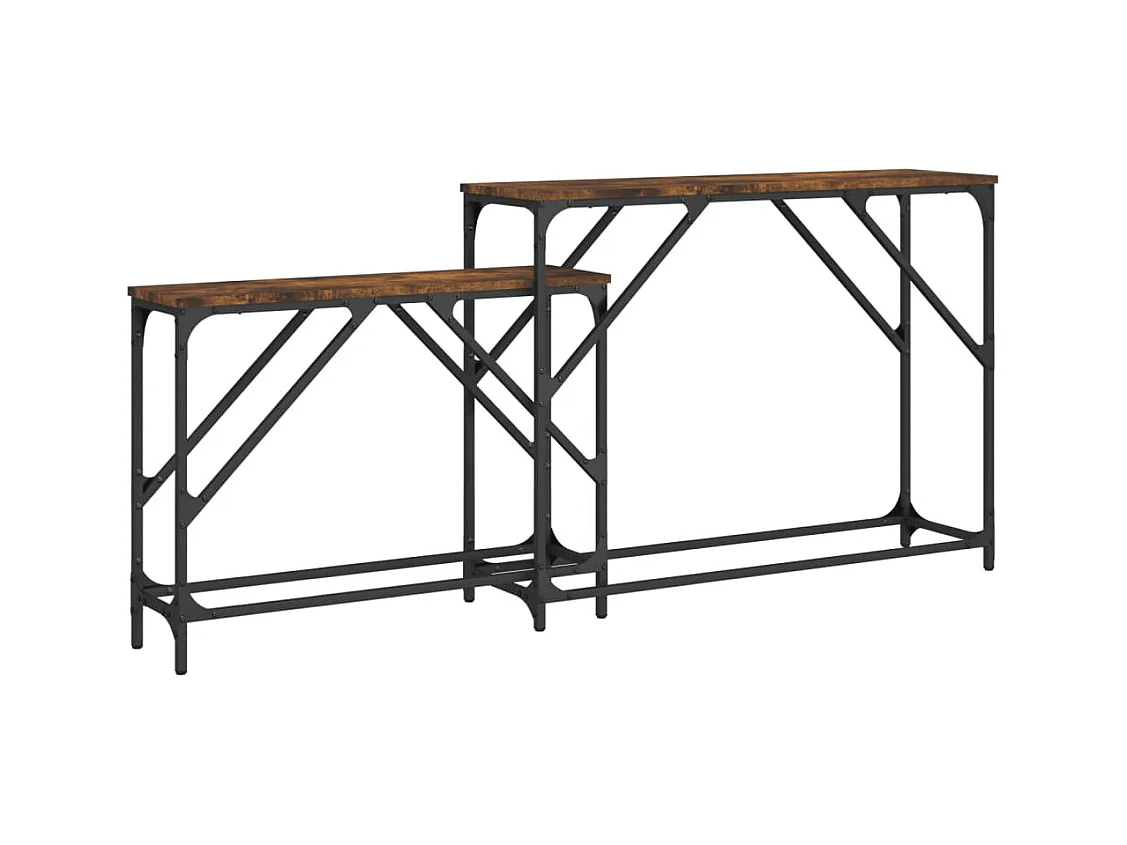 Tables console gigognes 2 pcs chêne fumé bois d'ingénierie