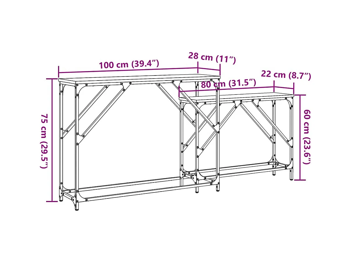 Tables console gigognes 2 pcs chêne fumé bois d'ingénierie