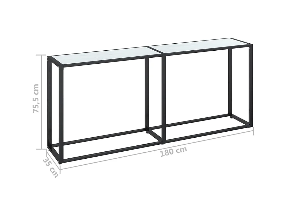 Consoletafel van wit marmer 180x35x75,5 cm Gehard glas