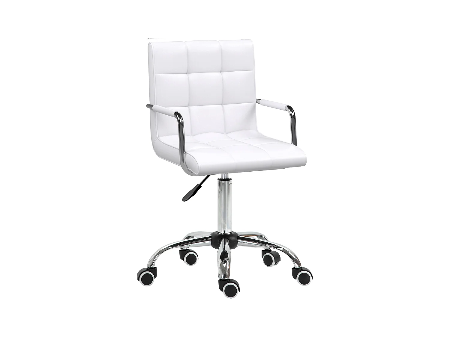 Chaise de bureau ergonomique, cuir PU, blanche, avec réglage de hauteur (52.5x54x99 cm)