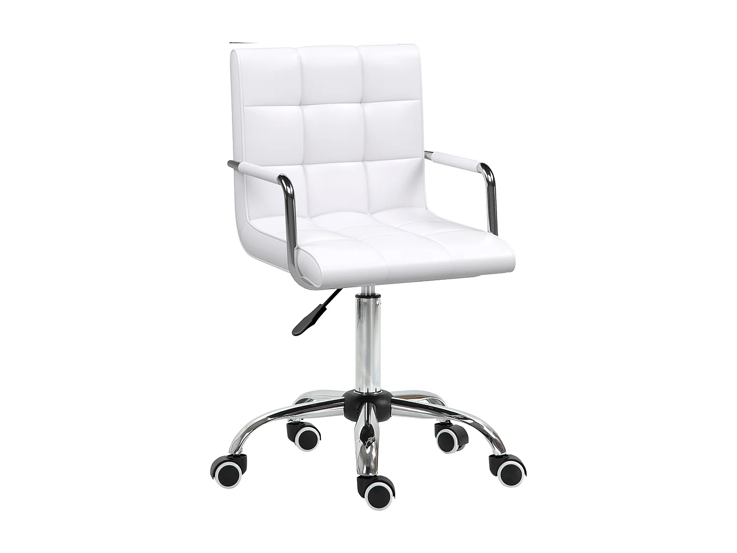 Chaise de bureau ergonomique, cuir PU, blanche, avec réglage de hauteur (52.5x54x99 cm)