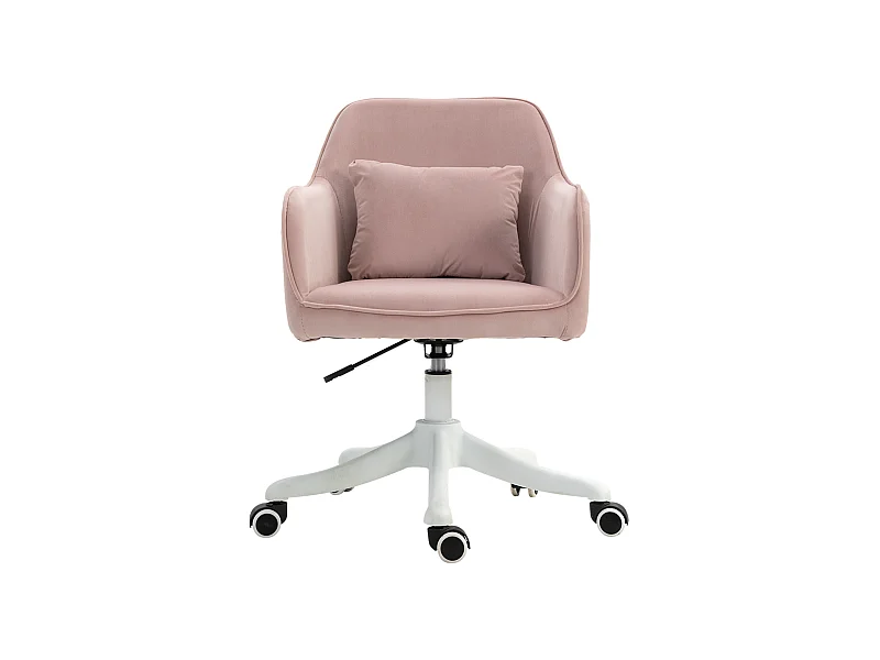 Fauteuil de bureau avec fonction massage, accoudoirs réglables, velours rose (57x70x79-89cm)