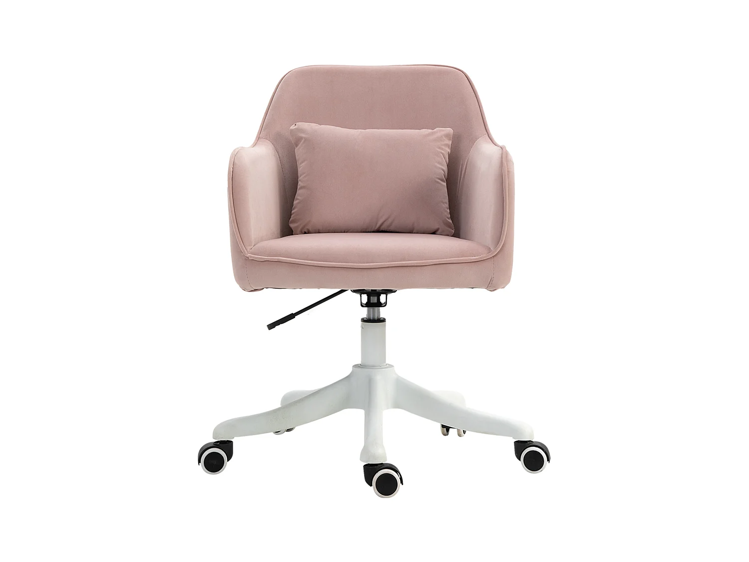Fauteuil de bureau avec fonction massage, accoudoirs réglables, velours rose (57x70x79-89cm)