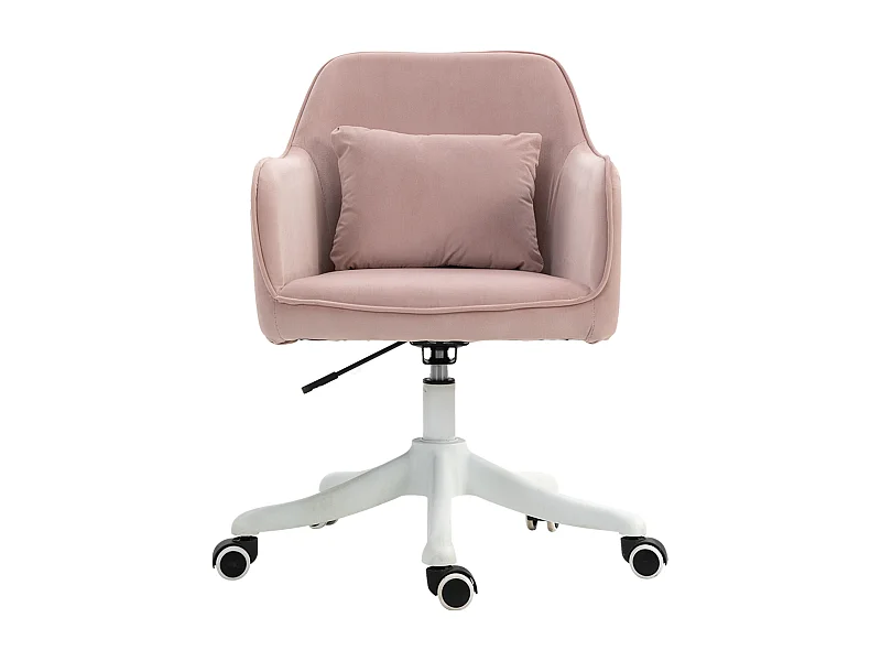 Fauteuil de bureau avec fonction massage, accoudoirs réglables, velours rose (57x70x79-89cm)