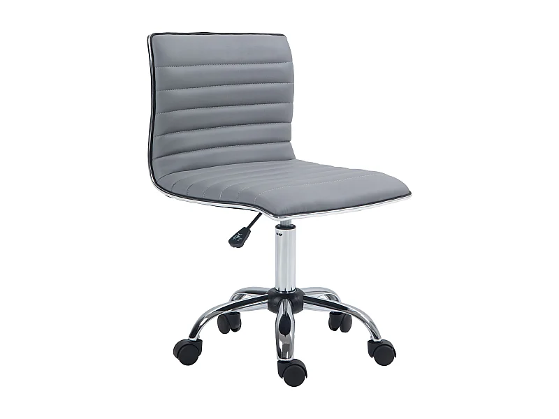 Silla de oficina sin brazos, altura regulable, giratoria, piel sintética gris claro (48x52x78-90cm)
