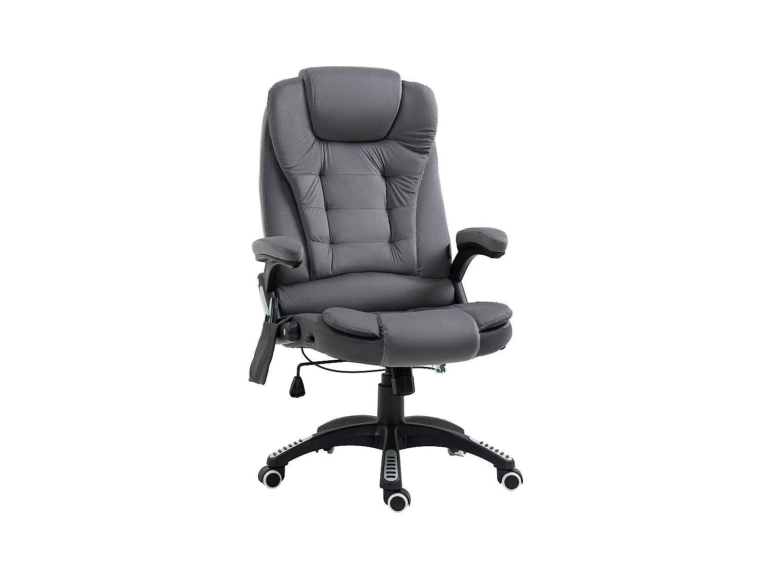 Silla de oficina ergonómica con función de masaje, regulable en altura, hasta 120 kg, tejido de terciopelo, gris oscuro (67x74x116 cm)