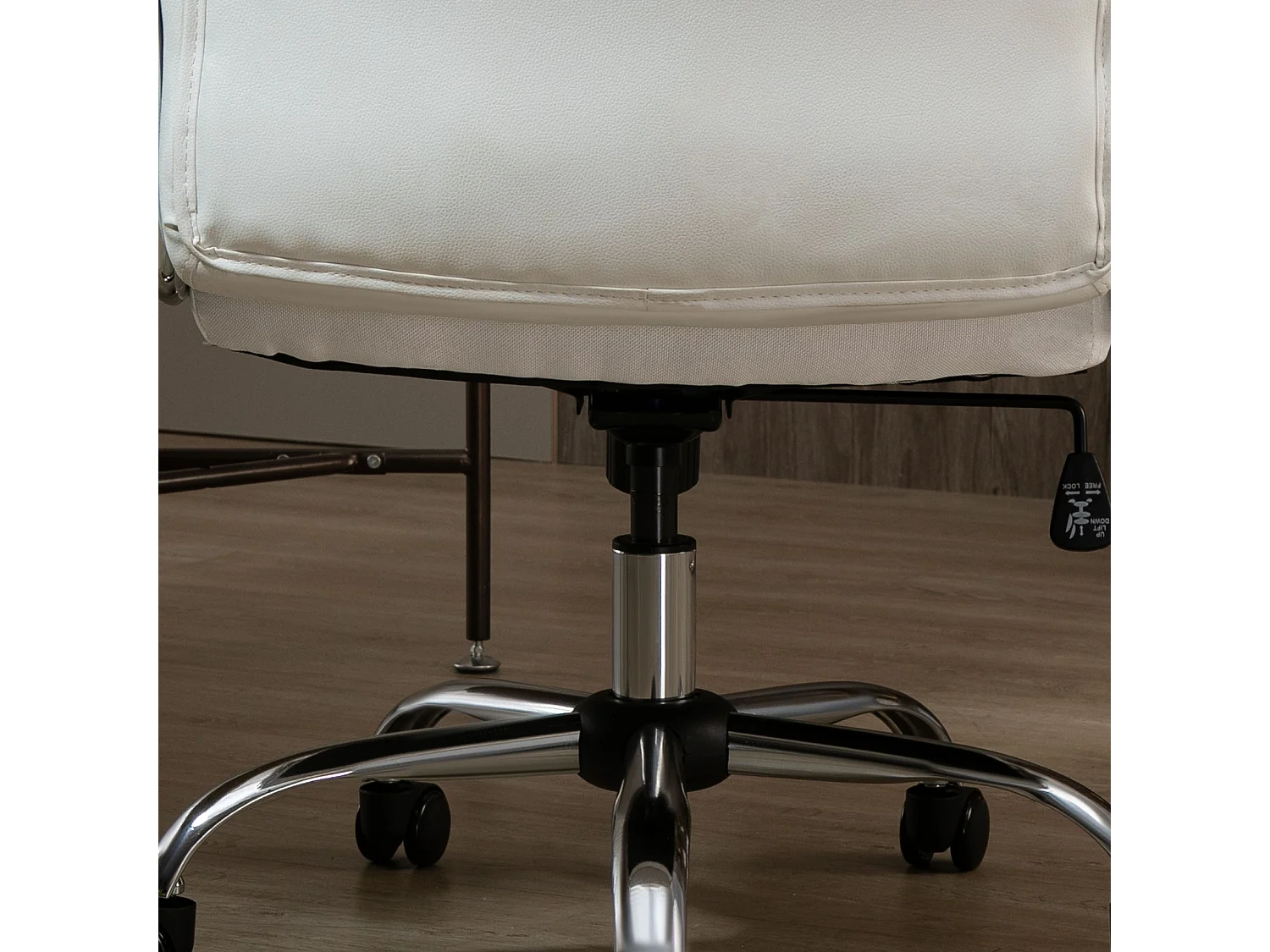 Chaise de bureau ergonomique en simili cuir, fonction basculante, réglable en hauteur, métal, blanc (66x69x121 cm)