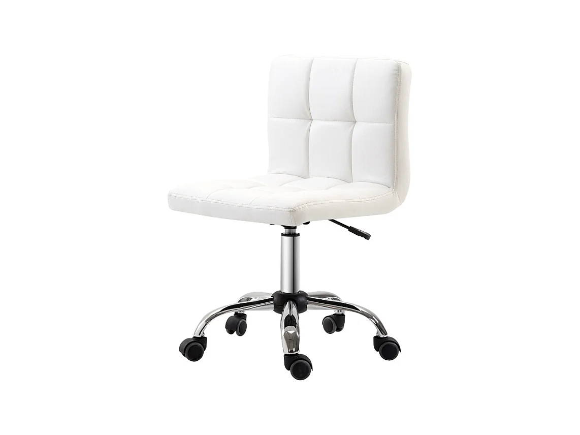 Chaise de bureau ergonomique, sans accoudoirs, cuir synthétique, blanc (51x46x92 cm)