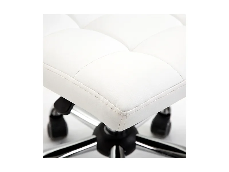 Chaise de bureau ergonomique, sans accoudoirs, cuir synthétique, blanc (51x46x92 cm)