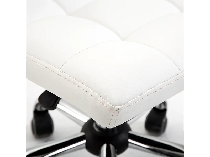 Chaise de bureau ergonomique, sans accoudoirs, cuir synthétique, blanc (51x46x92 cm)