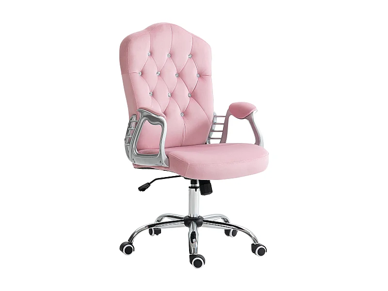 Ergonomische bureaustoel voor dames, met kantelfunctie, in hoogte verstelbaar, polyester, roze (61x61x114 cm)