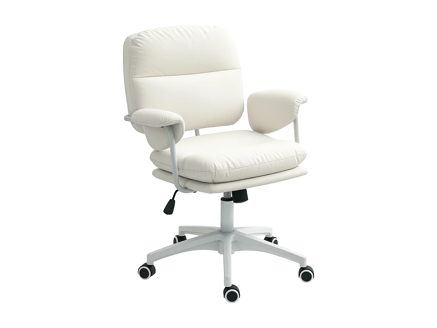 Fauteuil de bureau inclinable, réglable en hauteur, simili cuir blanc avec repose-pieds (65x64x98cm)