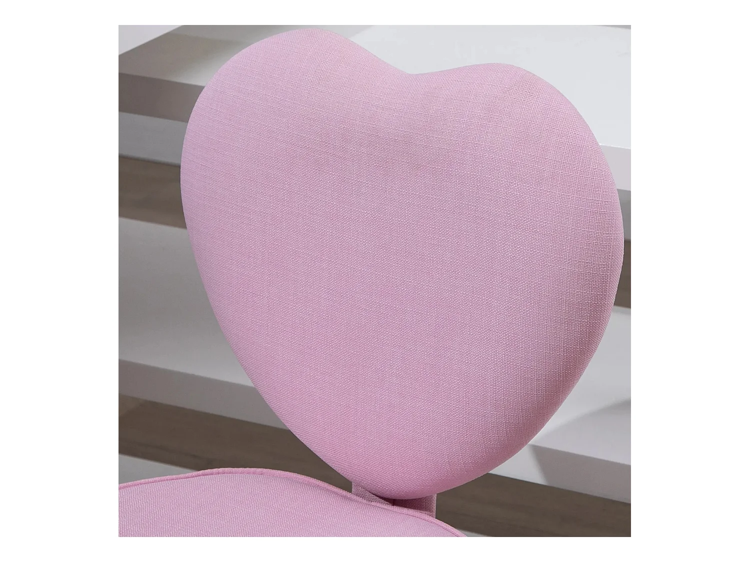 Silla de oficina con respaldo en forma de corazón, tela de lino, regulable en altura, rosa (40x50x89 cm)