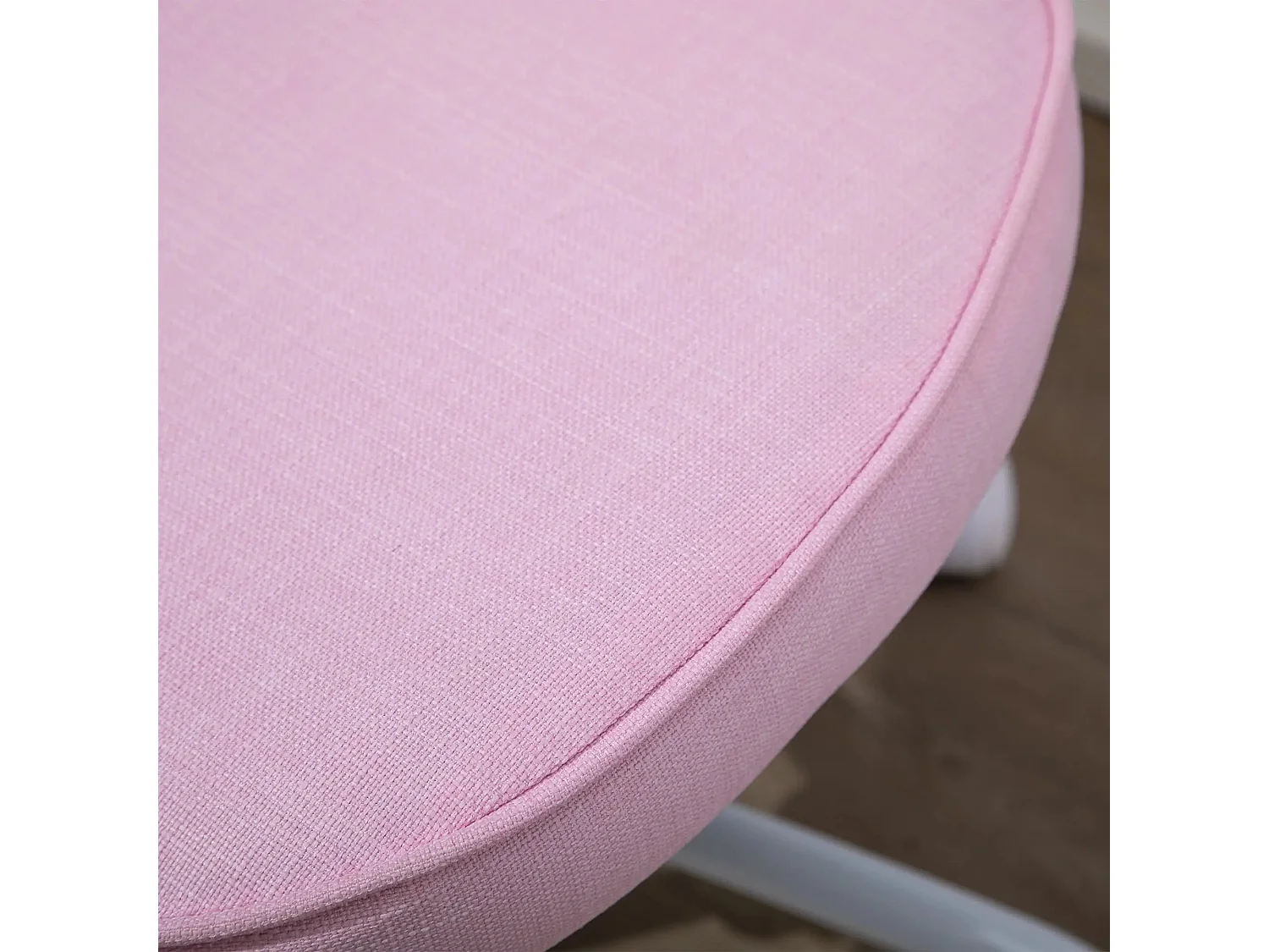 Fauteuil de bureau avec dossier en forme de cœur, tissu lin, réglable en hauteur, rose (40x50x89 cm)