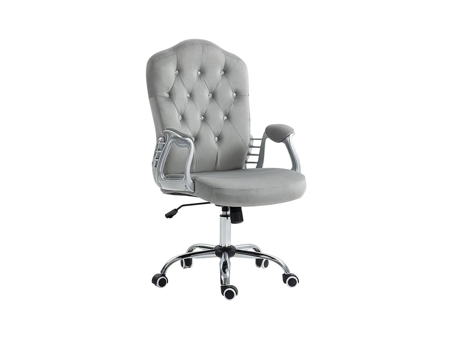 Sedia da ufficio ergonomica in similpelle, regolabile in altezza, girevole a 360°, grigio chiaro (61x61x104-114cm)