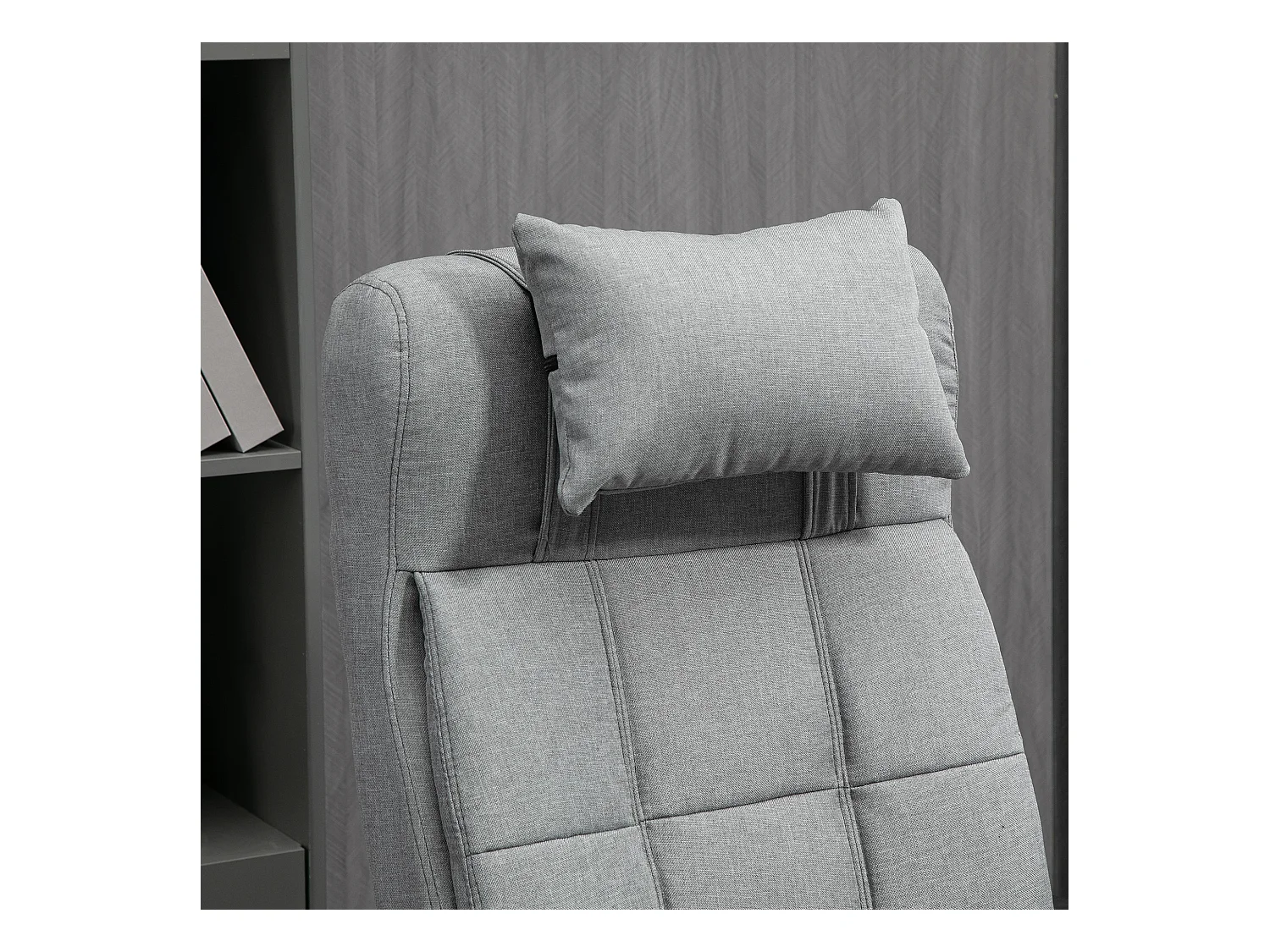 Chaise de bureau ergonomique avec dossier réglable, tissu en lin, gris clair (66x70x116-124 cm)