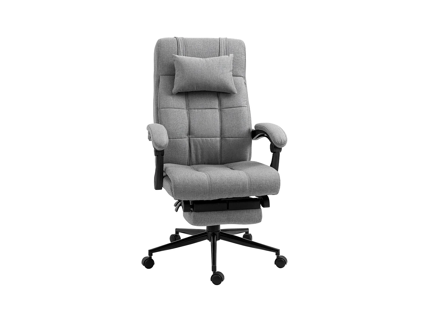 Ergonomische bureaustoel met verstelbare rugleuning, linnen stof, lichtgrijs (66x70x116-124 cm)