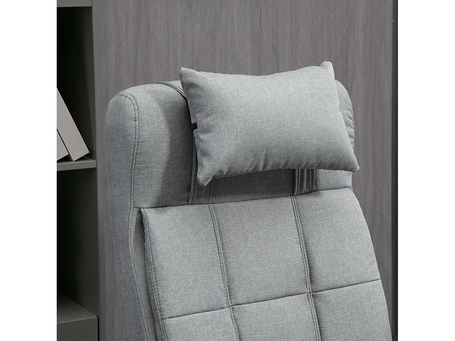 Chaise de bureau ergonomique avec dossier réglable, tissu en lin, gris clair (66x70x116-124 cm)