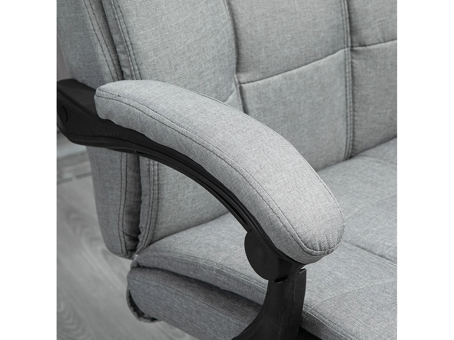 Chaise de bureau ergonomique avec dossier réglable, tissu en lin, gris clair (66x70x116-124 cm)