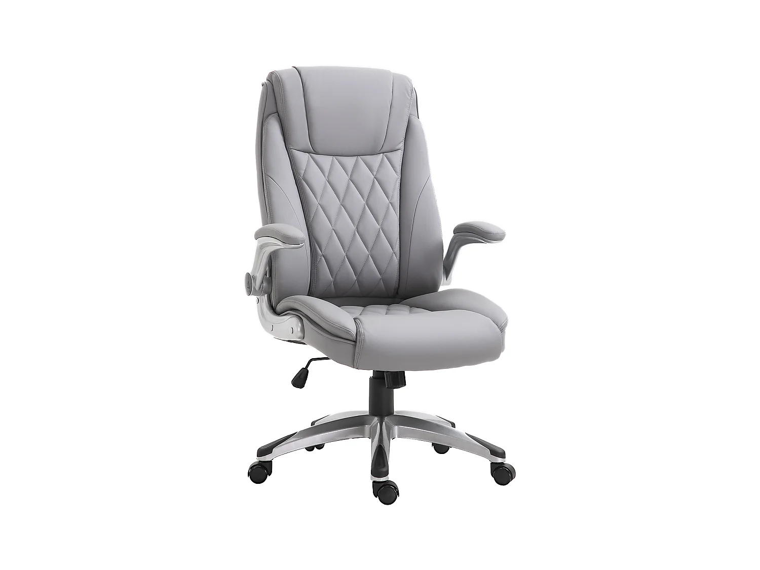 Sedia da ufficio ergonomica con braccioli regolabili, funzione di inclinazione, altezza regolabile, fino a 135 kg, Grigio (70x71x113-121 cm)