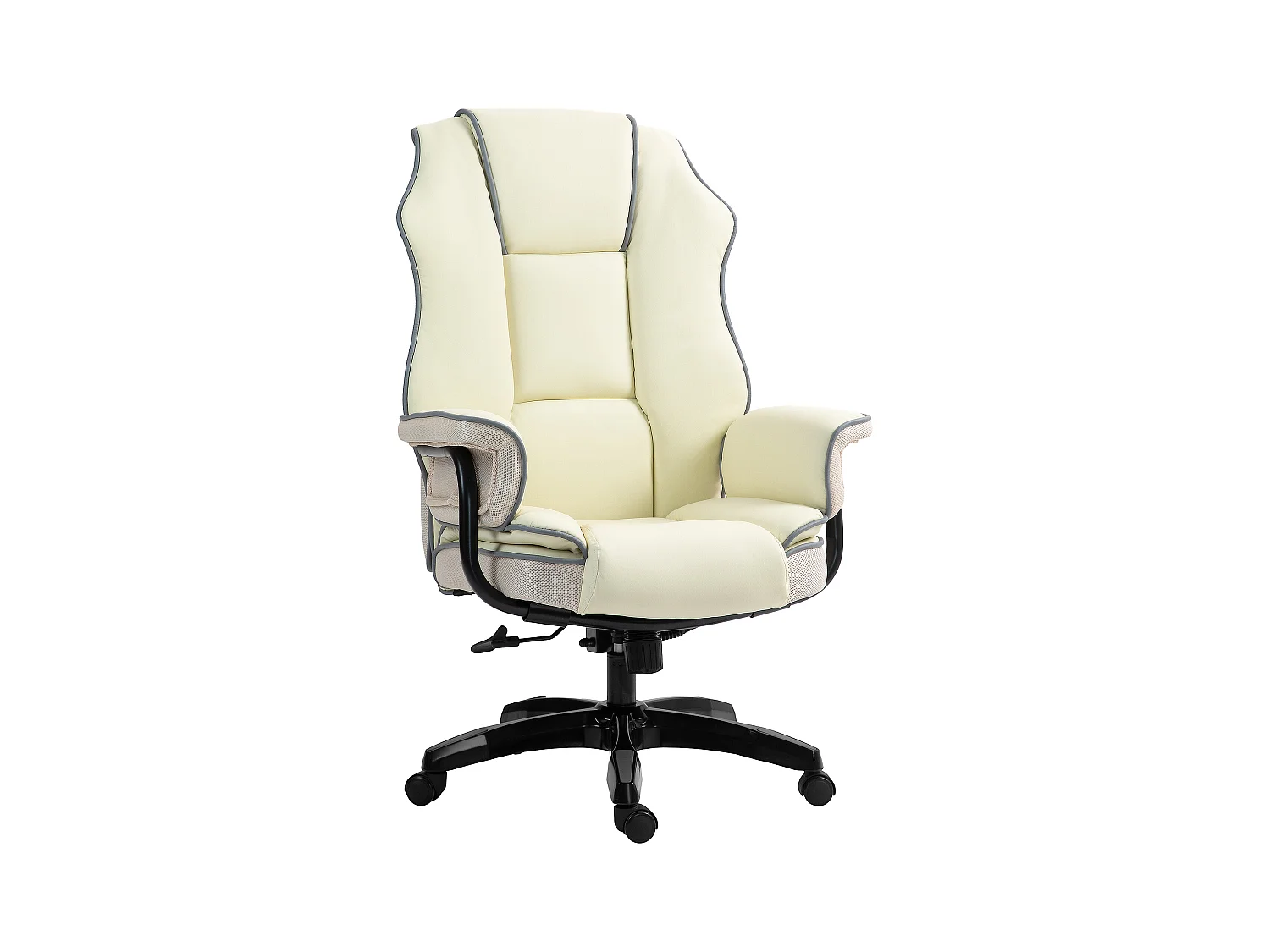 Chaise de bureau ergonomique avec dossier réglable, siège réglable en hauteur avec fonction inclinable, crème (76x80x124 cm)