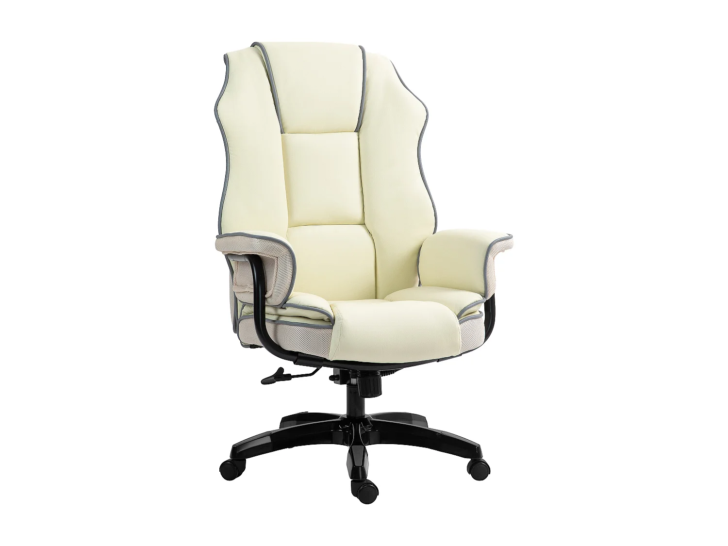 Chaise de bureau ergonomique avec dossier réglable, siège réglable en hauteur avec fonction inclinable, crème (76x80x124 cm)