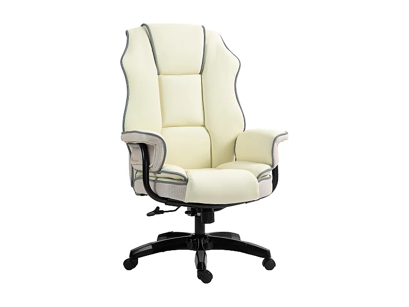 Chaise de bureau ergonomique avec dossier réglable, siège réglable en hauteur avec fonction inclinable, crème (76x80x124 cm)