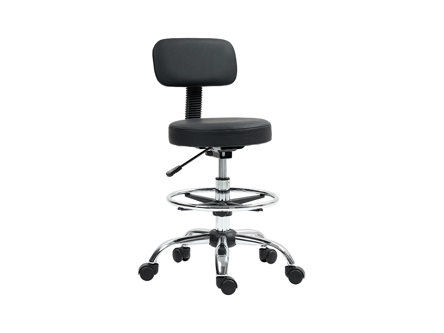 Sedia da ufficio ergonomica con poggiapiedi, in similpelle, nera (52x52x78-92 cm)