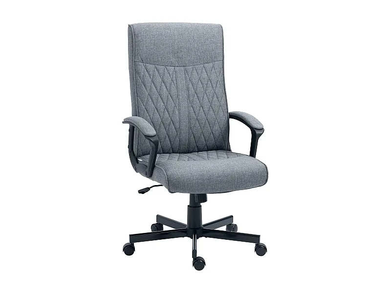 Fauteuil de bureau ergonomique avec fonction bascule, accoudoirs réglables, polyester, gris foncé (72x65x112.5cm)