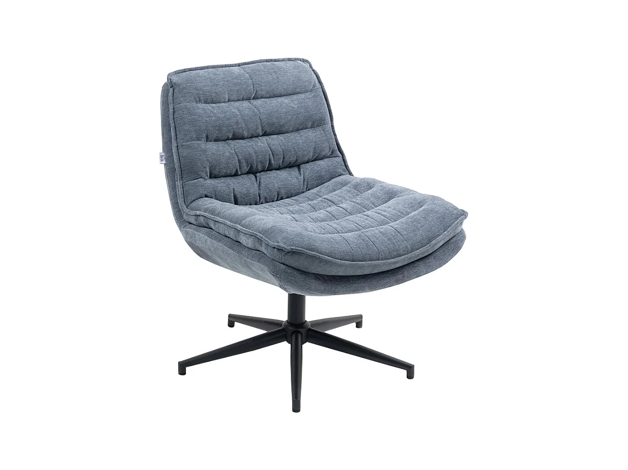 Fauteuil de bureau ergonomique sans accoudoirs, large siège, tissu lin, gris foncé (76x65.5x80 cm)