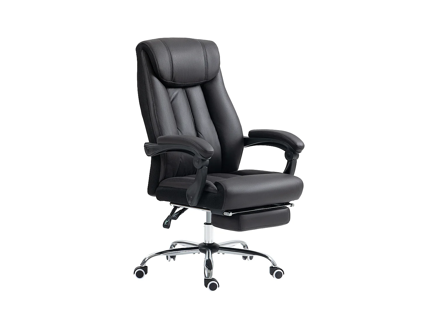 Sedia da ufficio ergonomica con funzione di inclinazione di 145°, rivestimento in microfibra, altezza regolabile, nero (66x70x119 cm)