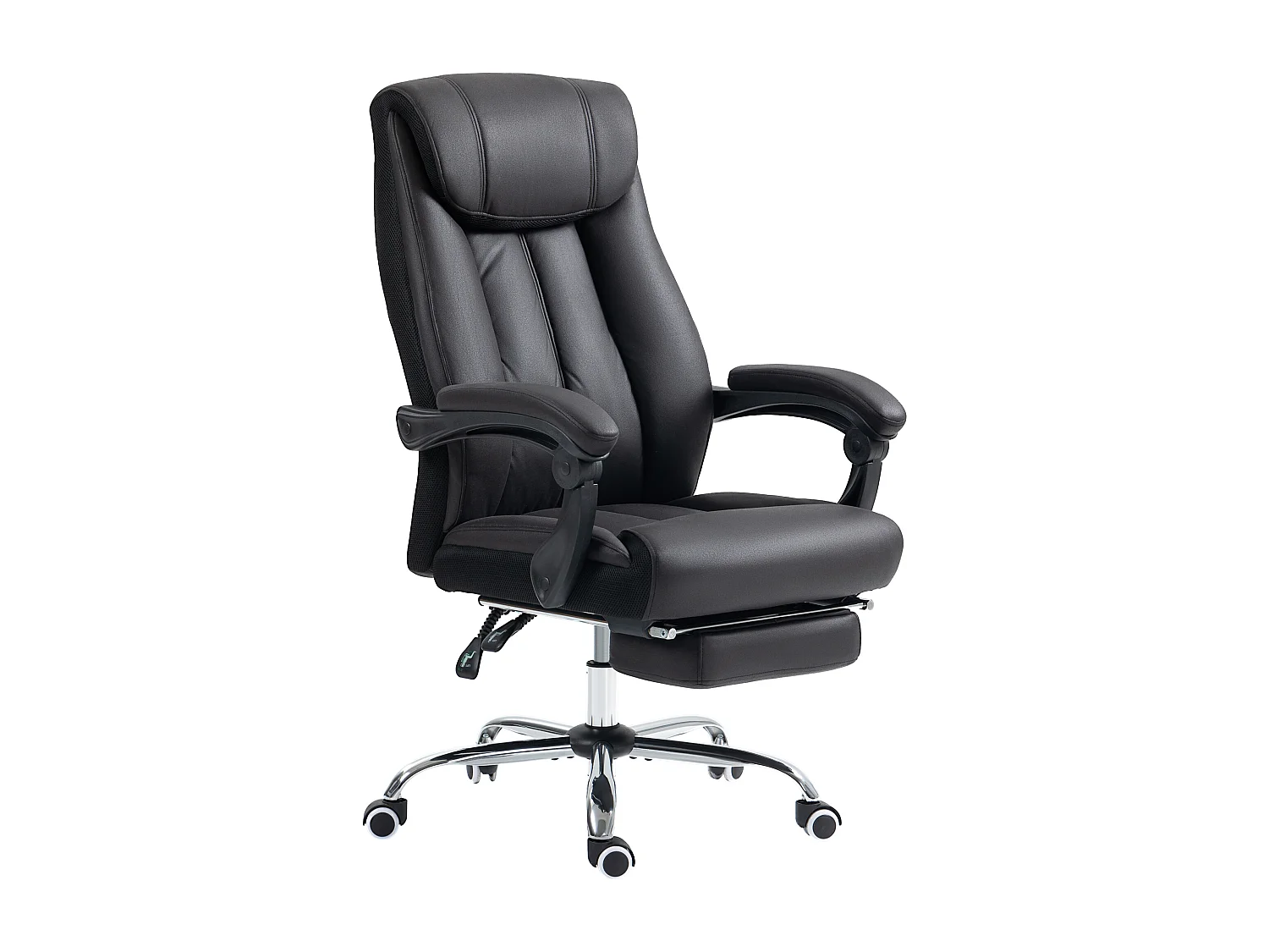Fauteuil ergonomique de bureau avec fonction inclinaison 145°, revêtement microfibre, hauteur réglable, noir (66x70x119 cm)
