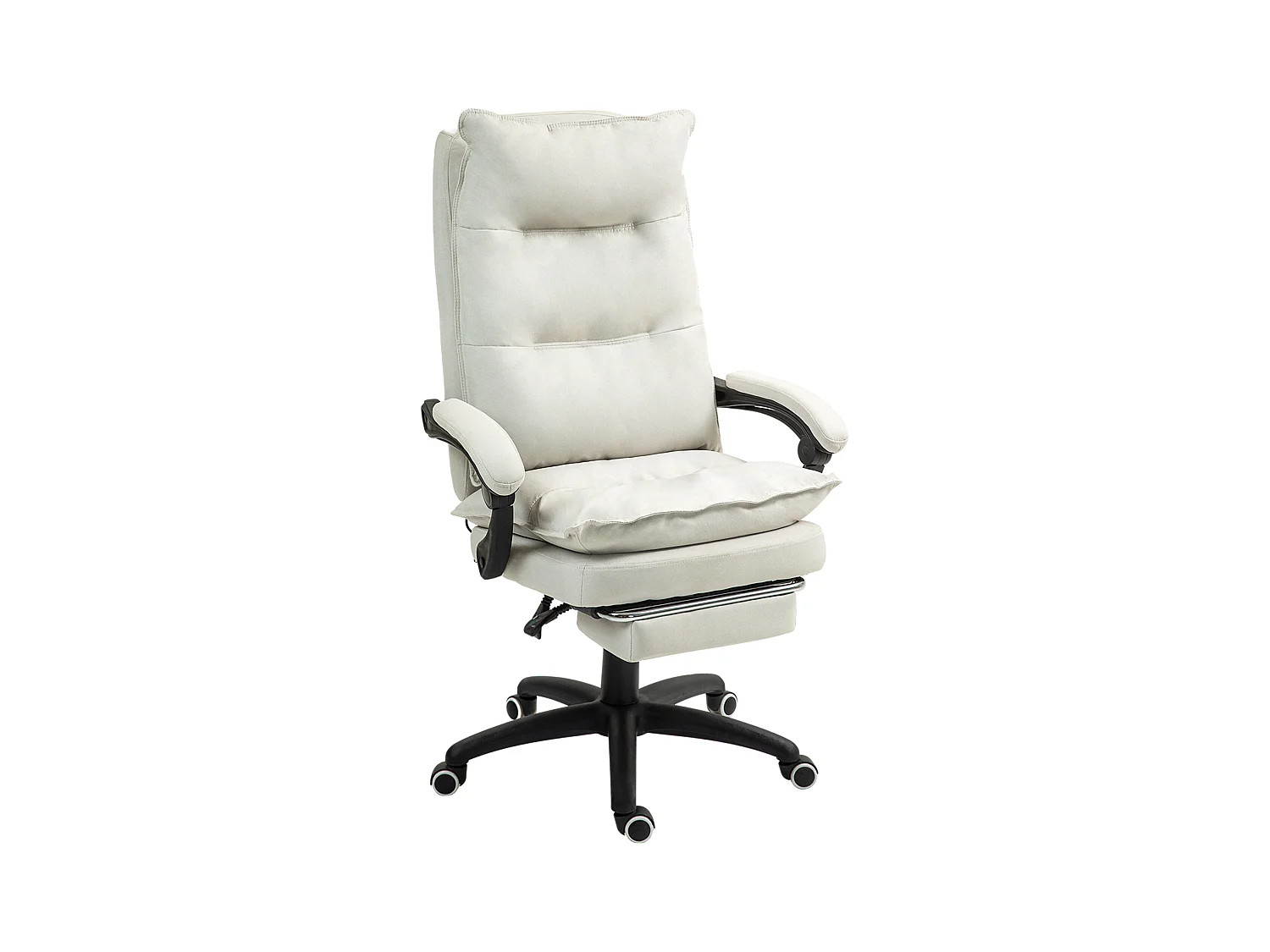 Fauteuil de bureau avec massage 6 points, inclinable, réglable, simili cuir crème (70x62x130cm)