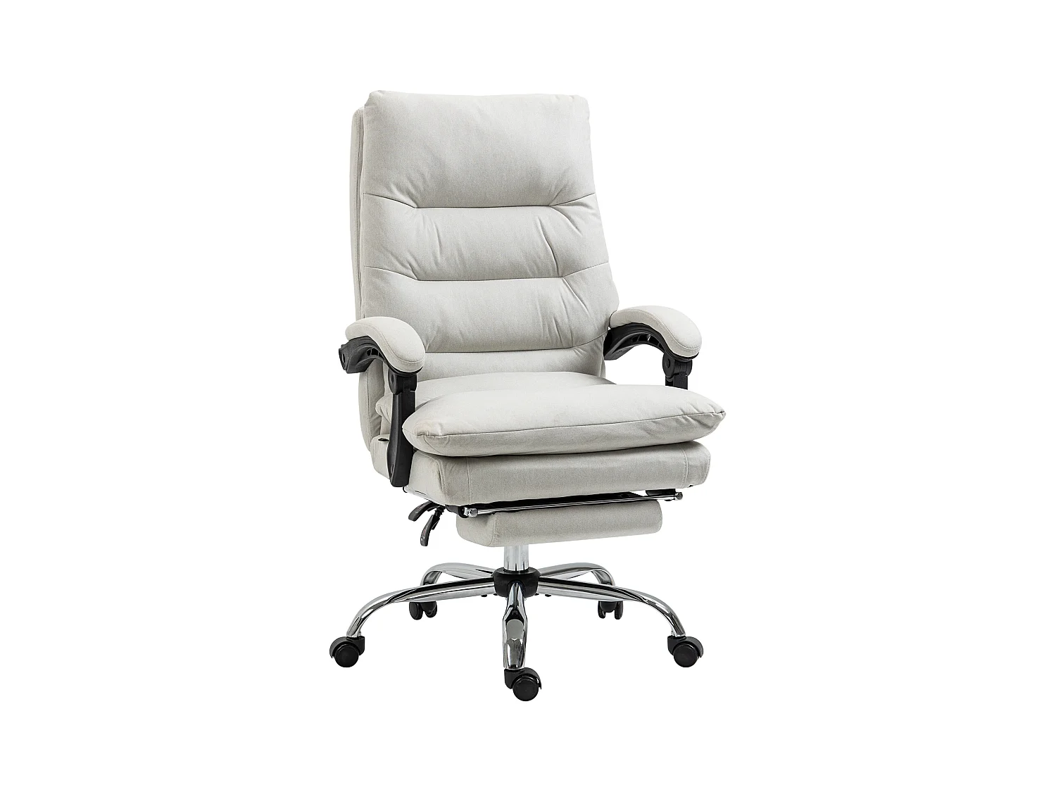Chaise de bureau avec fonction massage, dossier inclinable à 135°, réglable en hauteur, simili cuir crème (65x72x109-117 cm)