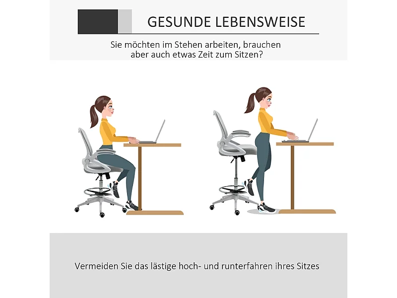 Fauteuil de bureau ergonomique avec appui-tête, repose-pieds, tissu maillé, gris clair (64x60x126 cm)