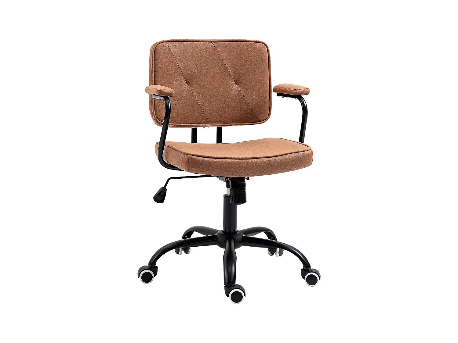 Chaise de bureau rétro, réglable en hauteur, avec bascule, en mousse, marron (61x58x82-91 cm)