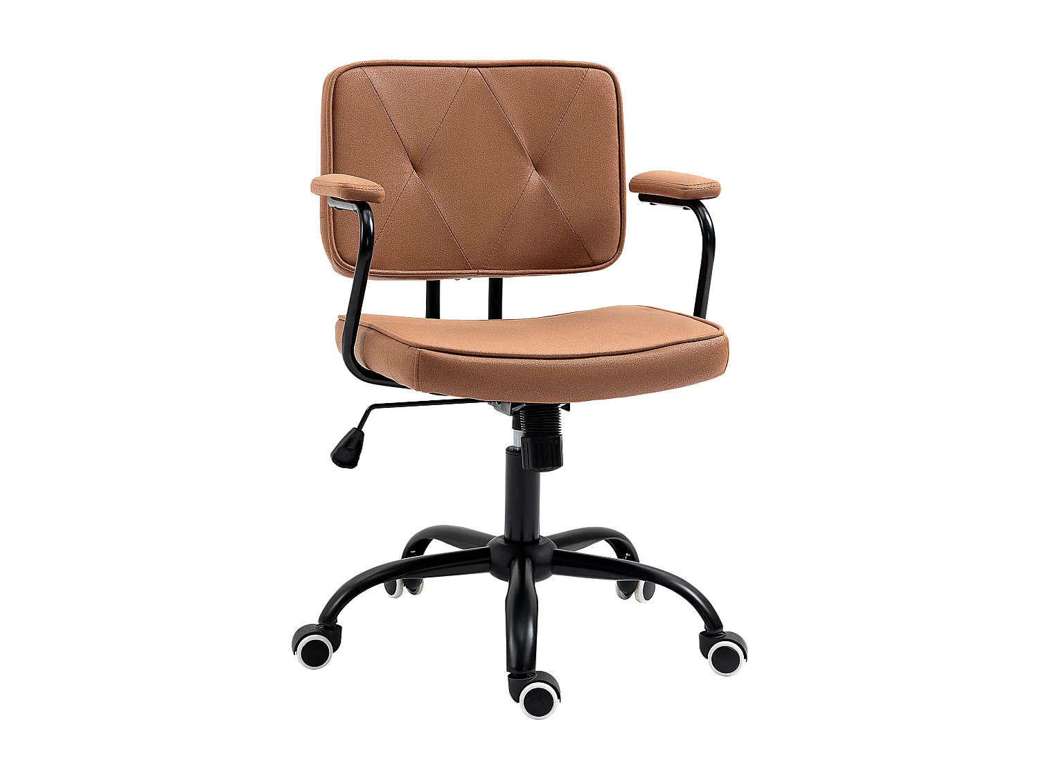 Retro bureaustoel, in hoogte verstelbaar, met schommelstoel, schuim, bruin (61x58x82-91 cm)