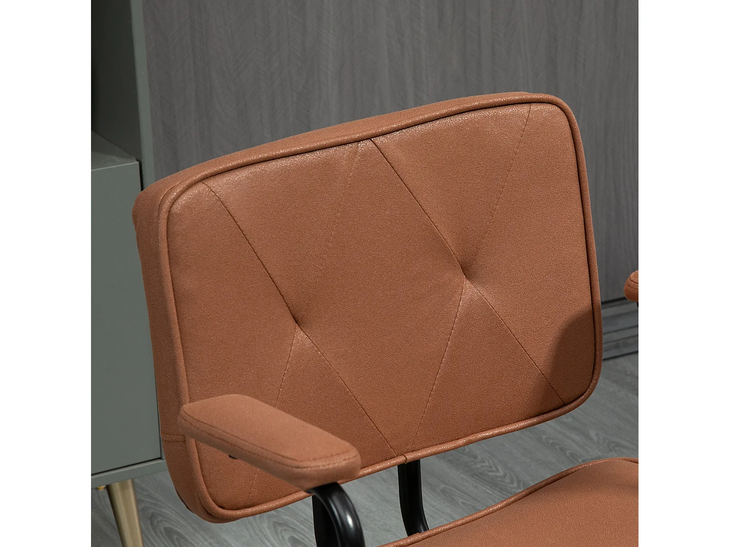 Retro bureaustoel, in hoogte verstelbaar, met schommelstoel, schuim, bruin (61x58x82-91 cm)